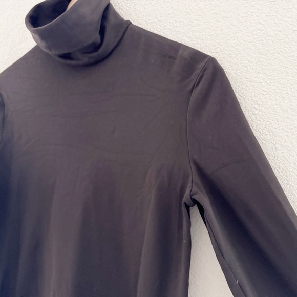 Wolford Long Sleeve Turtleneck Top Large Brown Cotton Blend Minimalist Designer - Picture 8 of 11